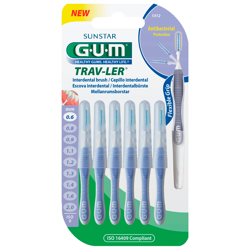 GUM Mellemrumsbørster TravLer Passage 0,6 ( ISO 0) (6 stk)