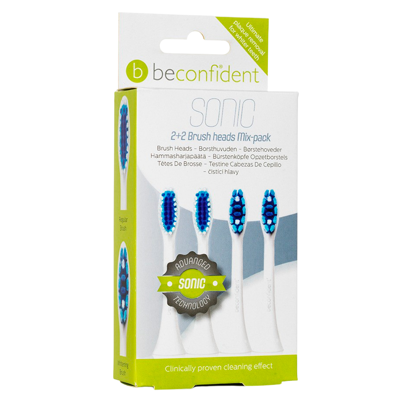 Beconfident Sonic Toothbrush Heads Mix Pack White (2 x 2 stk)