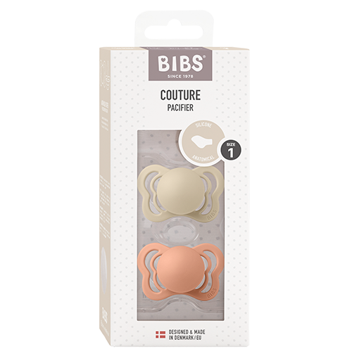 Bibs Pacifier Couture Silicone Size 1 Vanilla/Peach (2 stk)