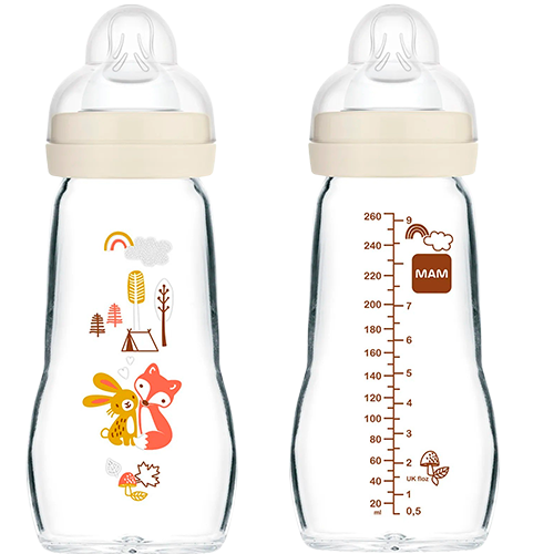 MAM Feel Good Glass Bottle Ass. Farver (260 ml)