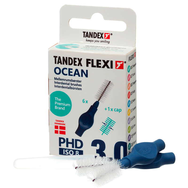 TANDEX Flexi Mellemrumsbørste Ocean PHD 3.0/ISO 8 6 stk