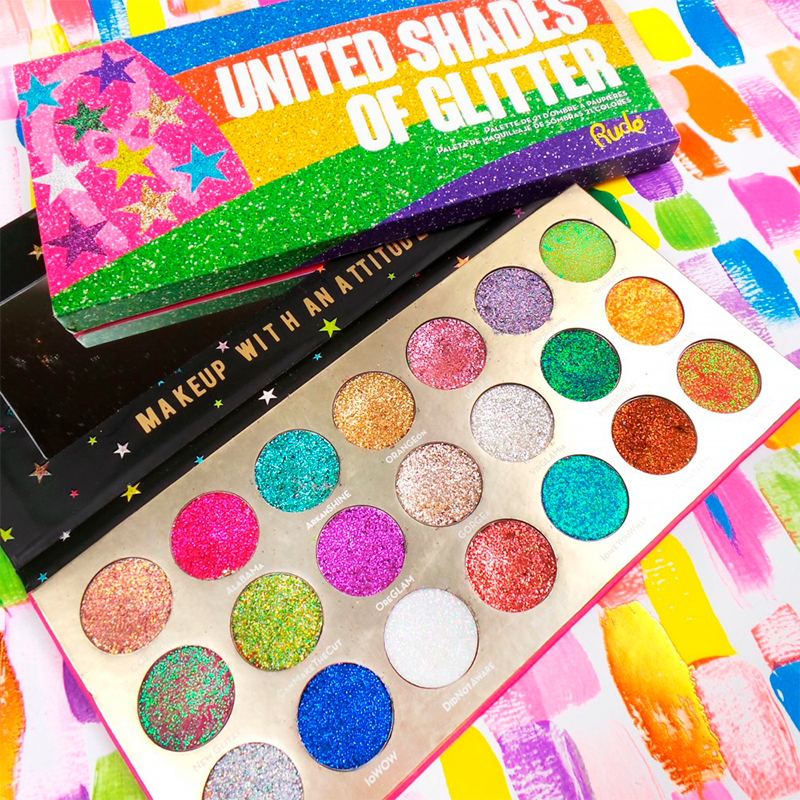 RUDE Cosmetics United Shades of Glitter 21 Pressed Glitter Palette (1 stk)