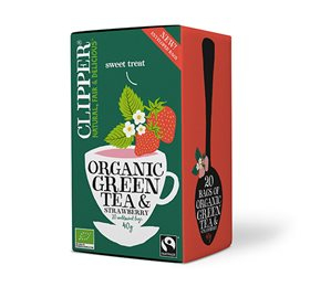 Clipper Grøn Te M. Jordbær Ø (40 g)