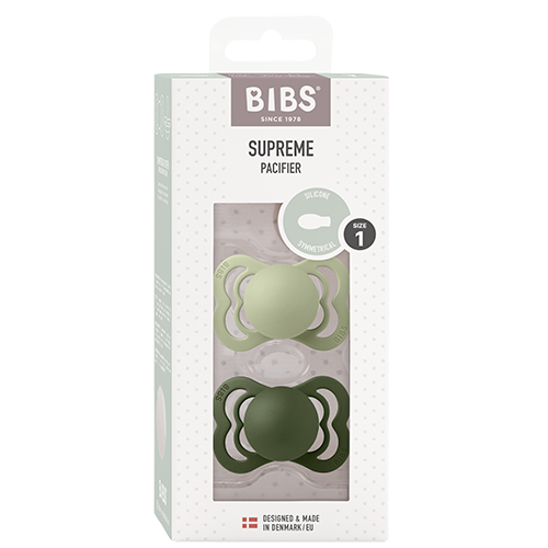 Bibs Pacifier Supreme Silicone Size 1 Sage/Hunter Green (2 stk)