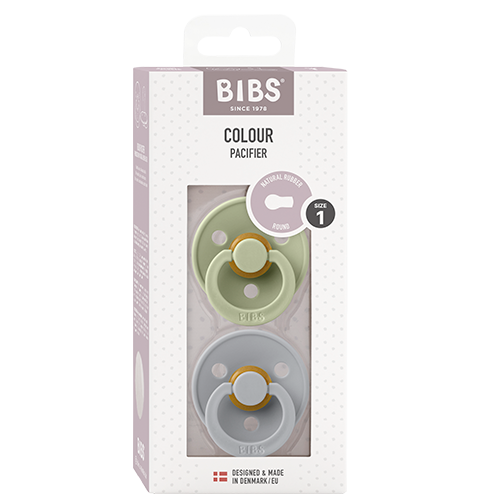 Bibs Pacifier Colour Latex Size 1 Sage/Cloud (2 stk)
