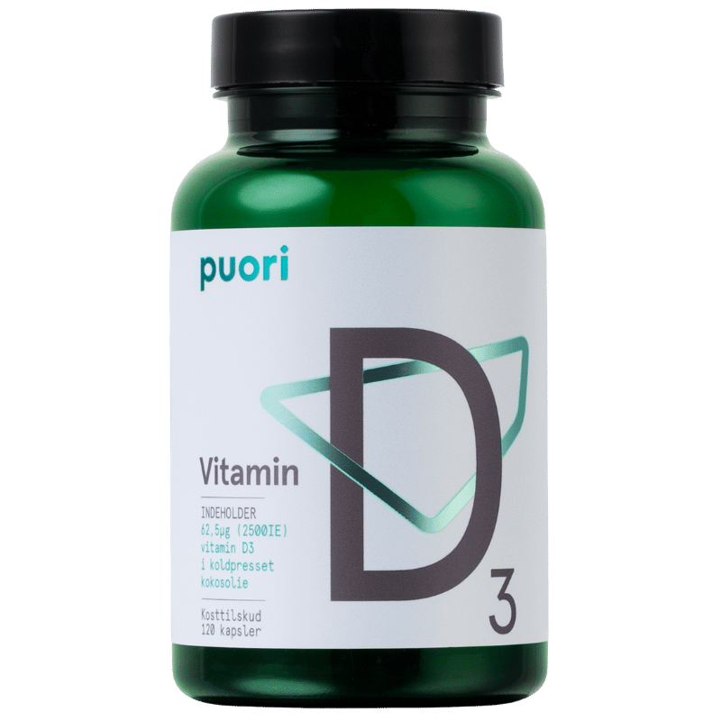Puori Vitamin D3 med Kokosolie - 62,5 µg (120 kapsler)