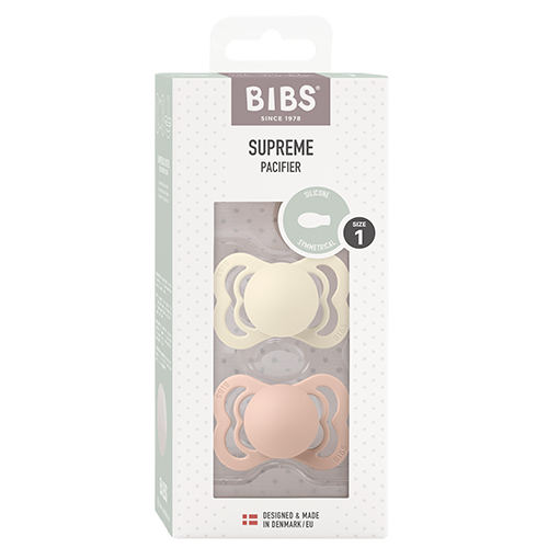 Bibs Pacifier Supreme Silicone Size 1 Ivory/Blush (2 stk)