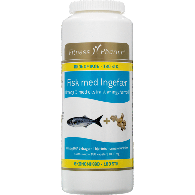 Fitness Pharma Fisk M. Ingefær (180 kapsler)