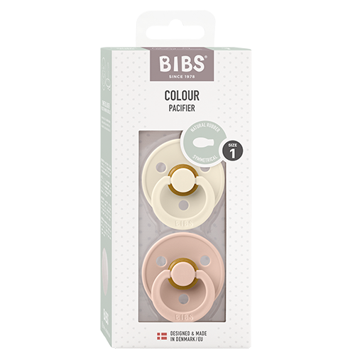 Bibs Pacifier Colour Latex Size 1 Symmetrical Ivory/Blush (2 stk)