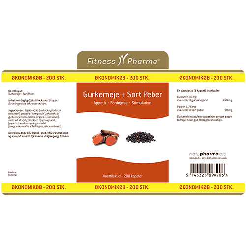 Fitness Pharma Gurkemeje & Sort Peber (200 kap)