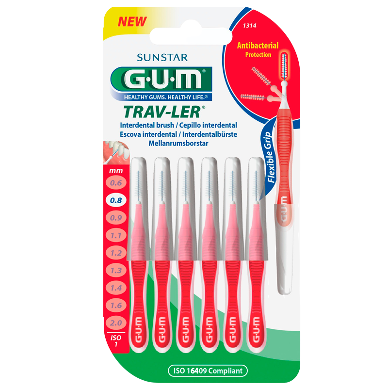 GUM Mellemrumsbørster TravLer Passage 0,8 (ISO 1) (6 stk)
