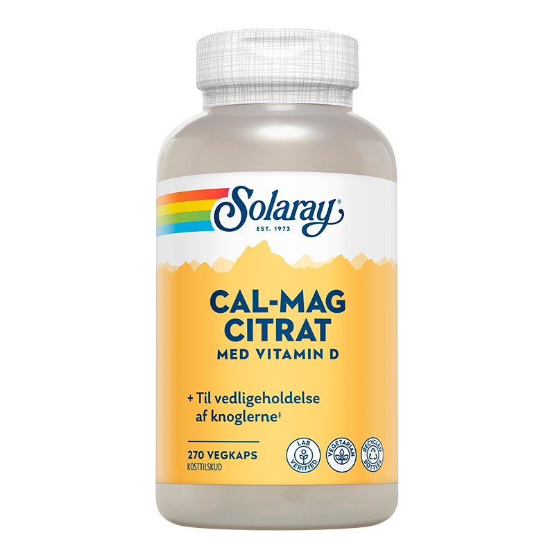 Solaray Cal-Mag Citrat med D-Vitamin (270 kapsler)