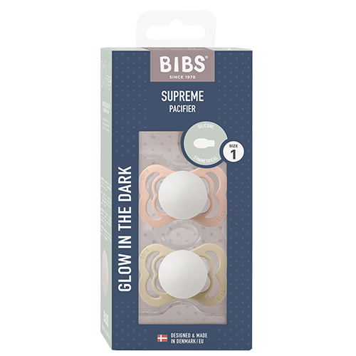 Bibs Pacifier Supreme Silicone Size 1 Blush Glow/Vanilla Glow (2 stk)