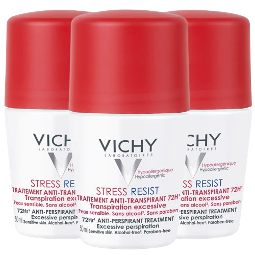 3 x Vichy Stress Resist Anti-Perspirant Deo Roll-On 72h (50 ml)