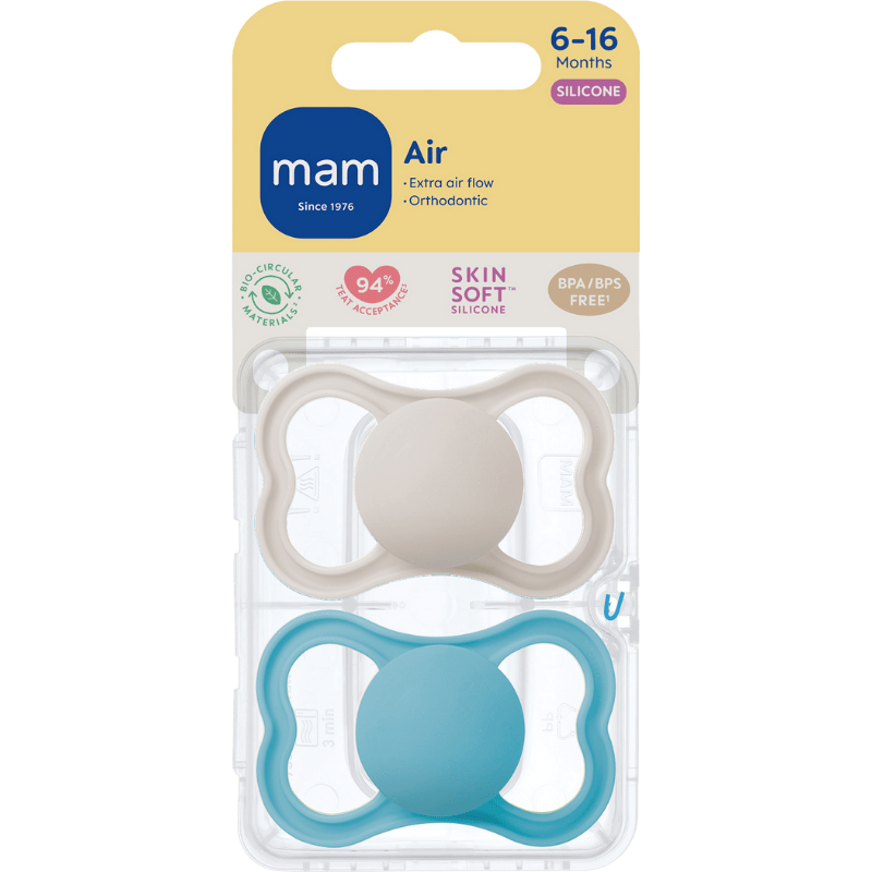MAM Air Sut Silicone Blue 6-16M (2 stk)