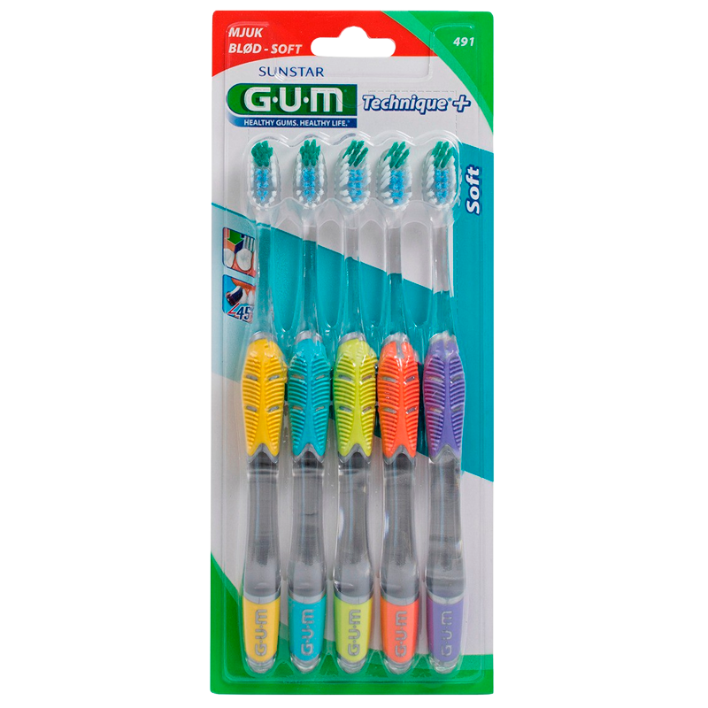 GUM Tandbørste Technique+ Voksen Blød (5 stk)