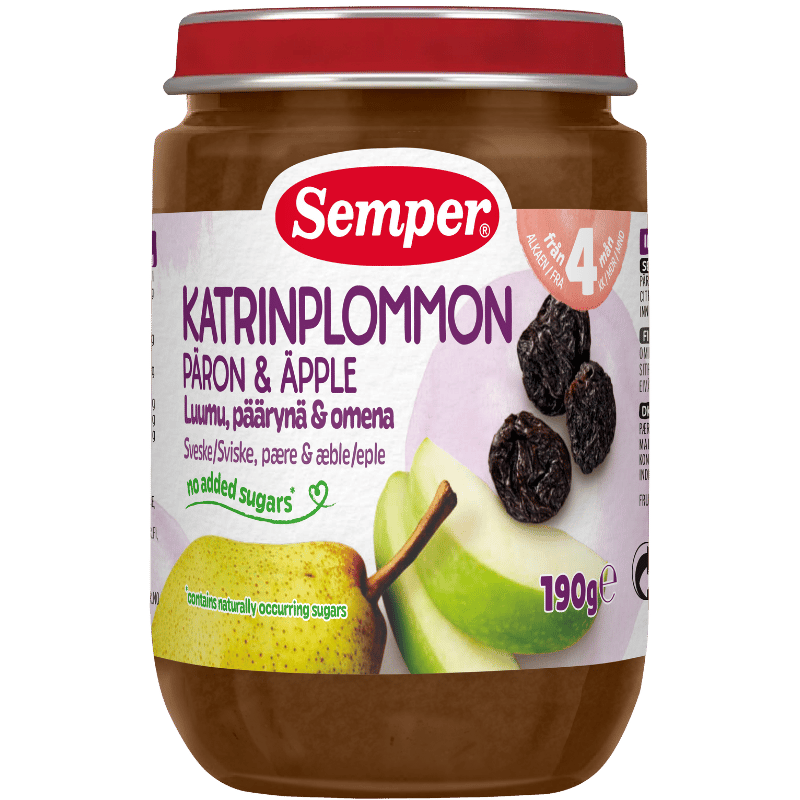 Semper Sveskepuré Pære/Æble 4M (190 g)