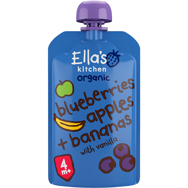 Ellas Kitchen Babymos Blåbær, Æble, Banan, Vanilje 4 Mdr (120 g)