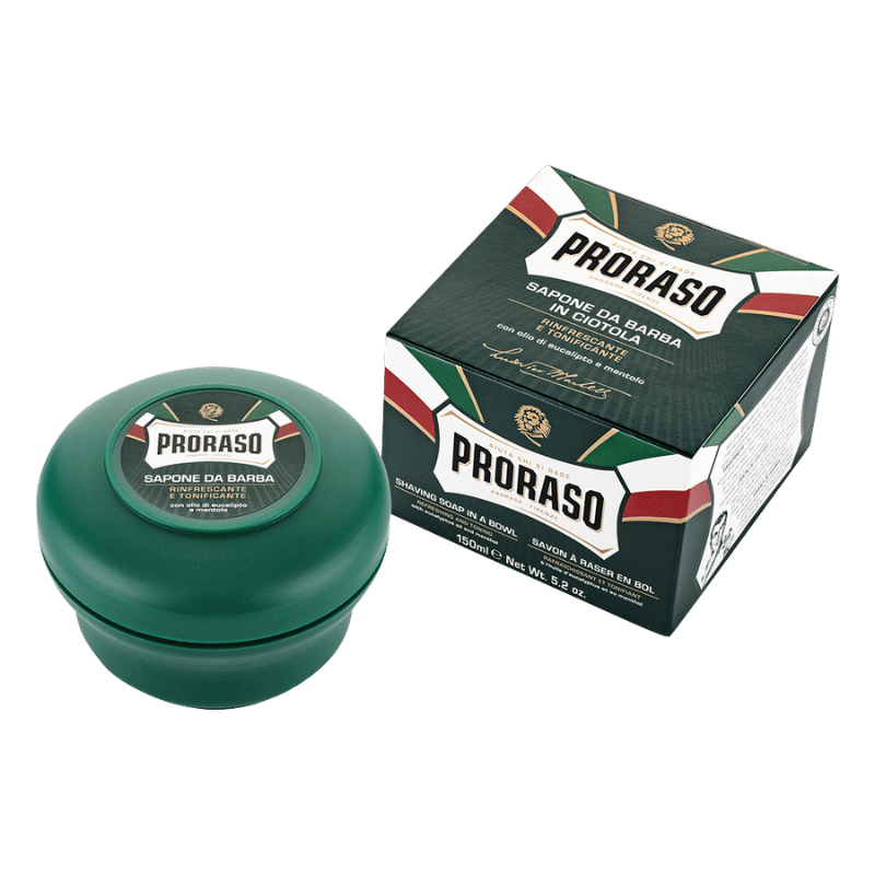 Proraso Barbersæbe i Grøn Skål - Eucalyptus Olie & Menthol (150 ml)
