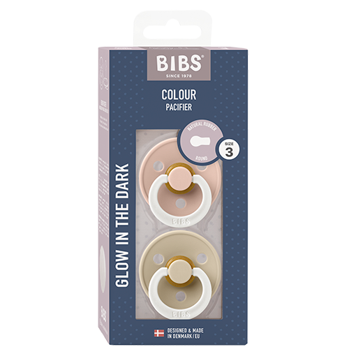 Bibs Pacifier Colour Latex Size 3 Blush Glow/Vanilla Glow (2 stk)