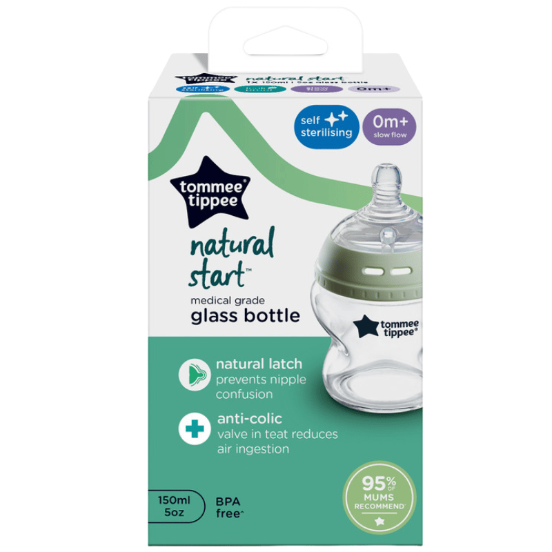 Tommee Tippee Natural Start Glas Sutteflaske Slow Flow 150 ml (1 stk)