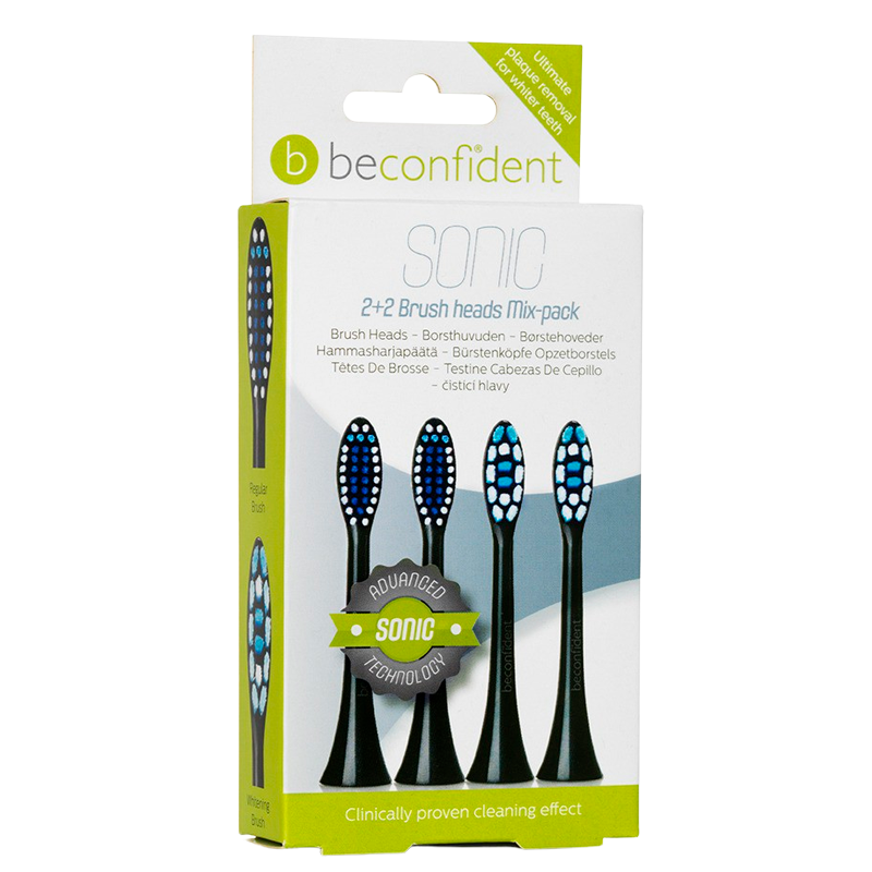 Beconfident Sonic Toothbrush Heads Mix Pack Black (2 x 2 stk)
