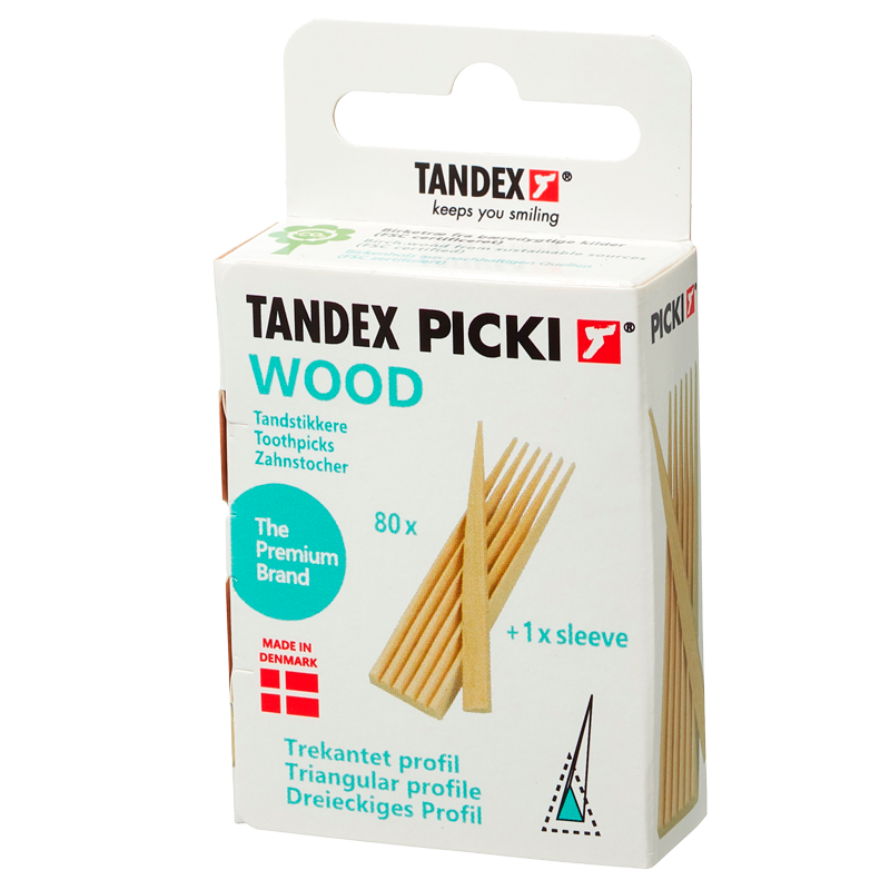 TANDEX Picki Mellemrumsbørste Wood Birk Trekantet 80 stk