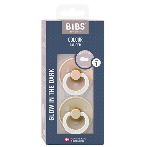 Bibs Pacifier Colour Latex Size 1 Blush Glow/Vanilla Glow (2 stk)