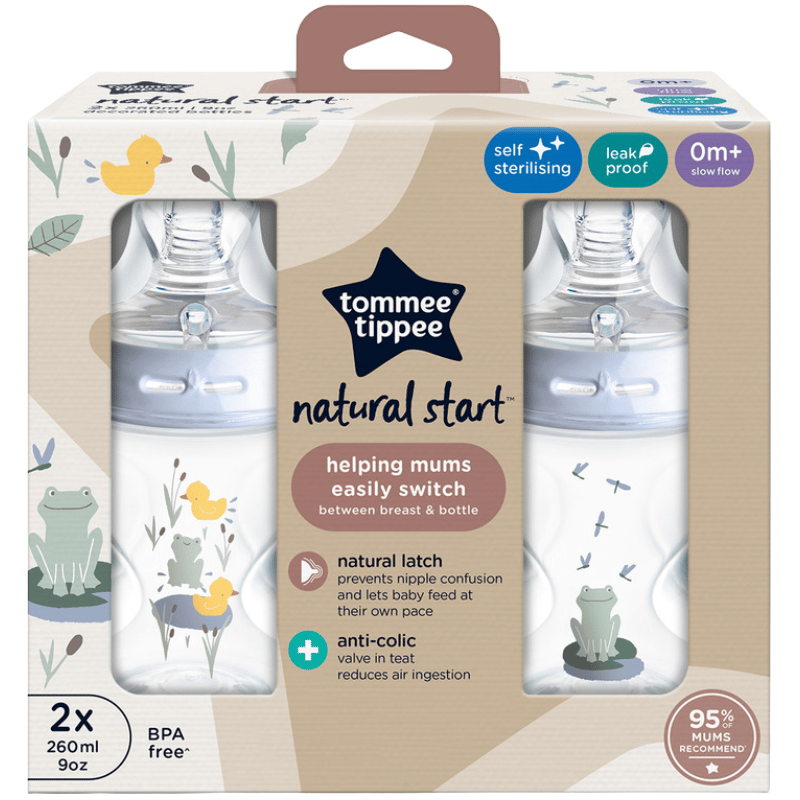 Tommee Tippee Natural Start Sutteflaske Slow Flow 260 ml Deco Blå (2 stk)