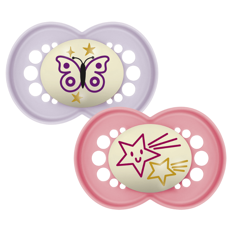 MAM Original Sut Night 6-16M Silicone Pink (2 stk)