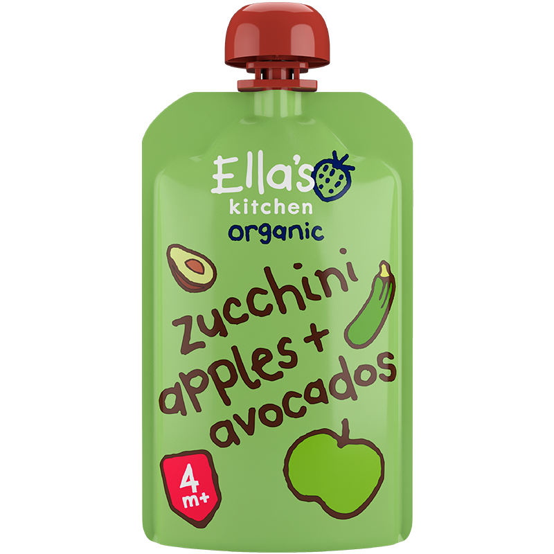 Ellas Kitchen Babymos courgette, æble & avocado 4 mdr Ø (120 g)