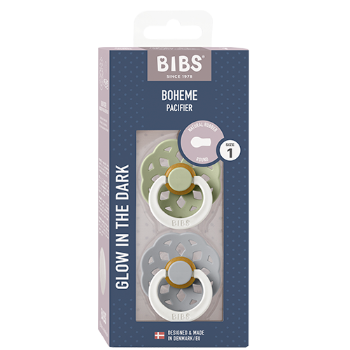 Bibs Pacifier Boheme Latex Size 1 Sage Glow/Cloud Glow (2 stk)