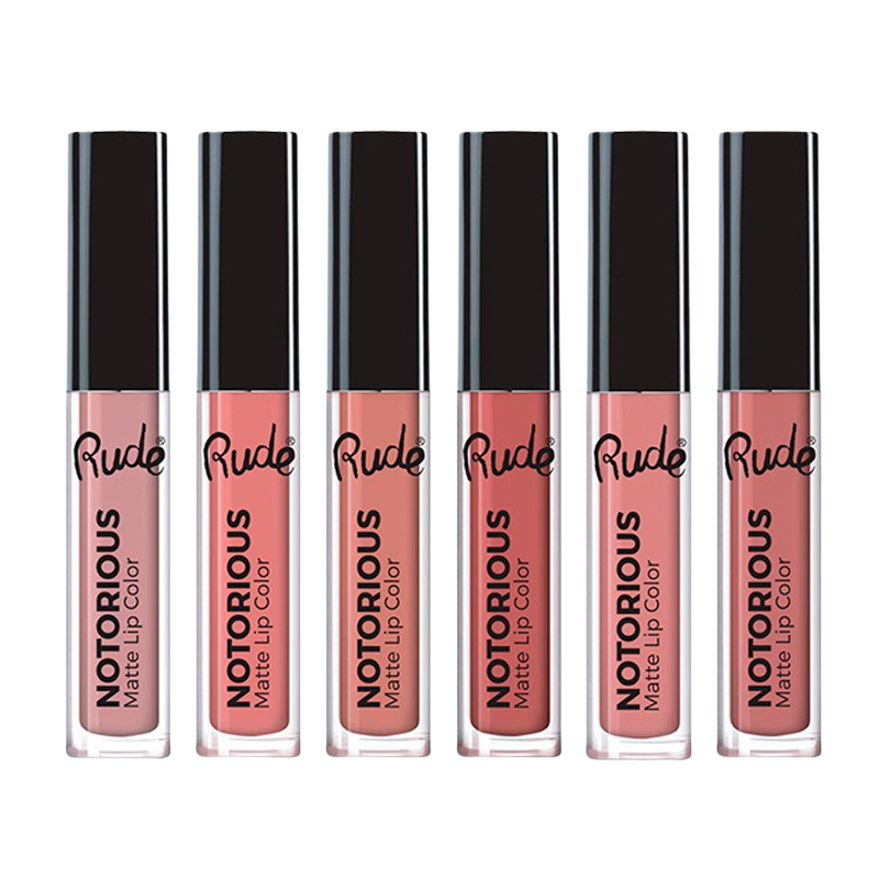 RUDE Cosmetics Crime Does Pay 6 Lip Colors Nude (1 sæt)