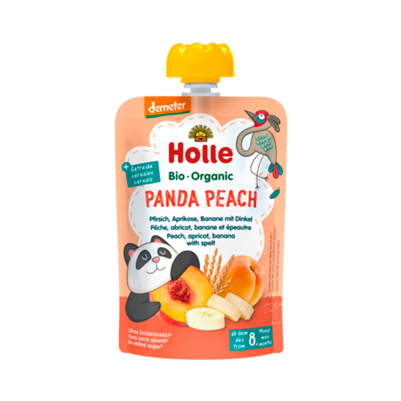 Holle Panda Peach Fersken Aprikos & Banan Spelt Grød (100 g)