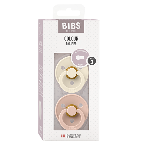 Bibs Pacifier Colour Latex Size 3 Ivory/Blush (2 stk)