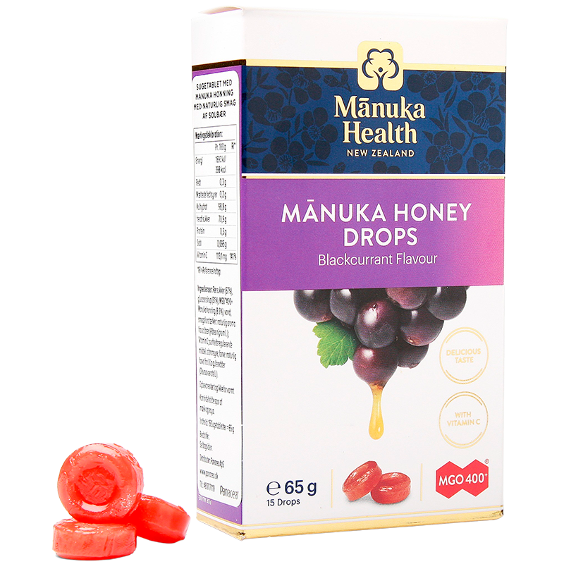 Manuka Health MGO 400+ Manuka Honey Drops Solbær (15 stk)