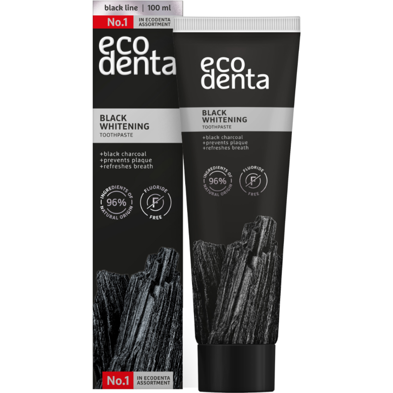 Ecodenta Tandpasta m. sort kul u. flour (100 ml)