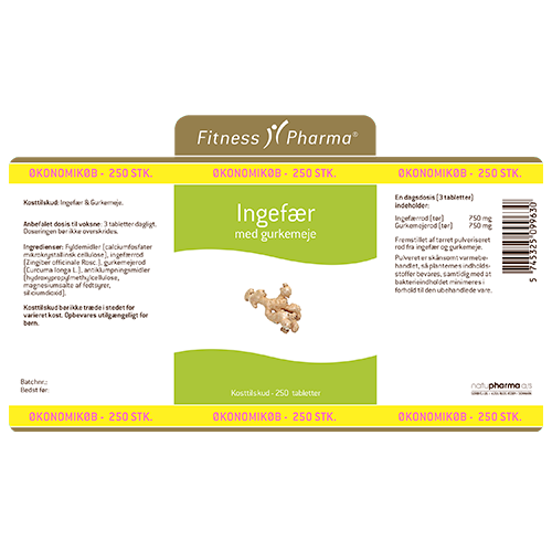 Fitness Pharma Ingefær M. Gurkemeje (250 tabl)