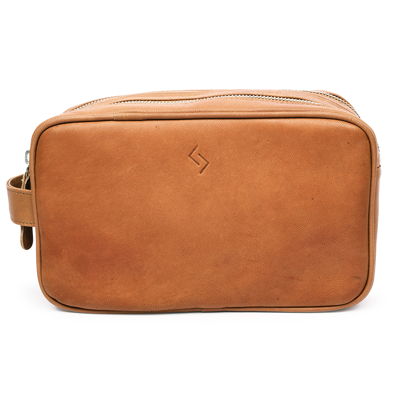 Njord Toilet Bag Dobbeltrum (Cognac Gedeskind)