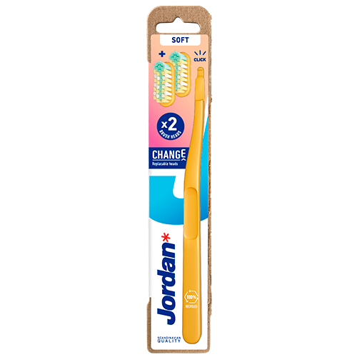 Jordan Soft Toothbrush 2 Heads + 1 Handle - Assorteret Farver (1 sæt)