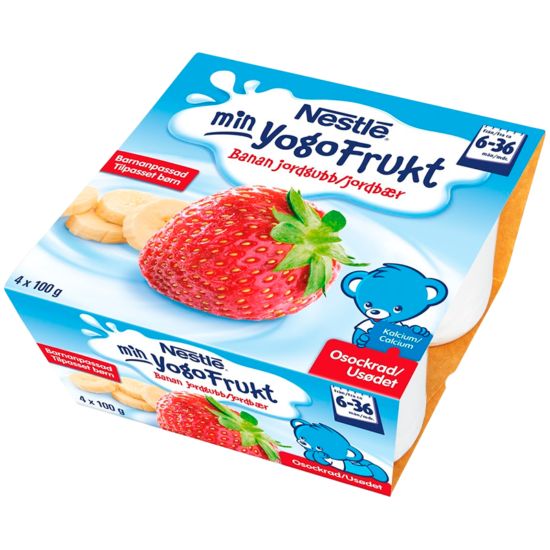 Nestle Min Yogo Frukt m. Jordbær & Banan (4x100 g)