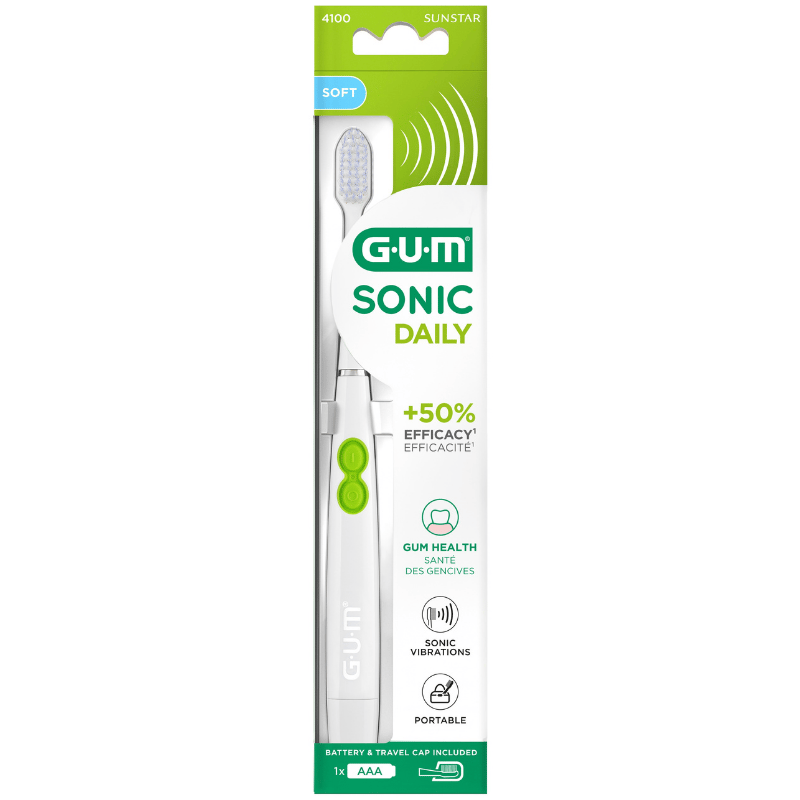 GUM Batteritandbørste Sonic Hvid Soft (1 stk)