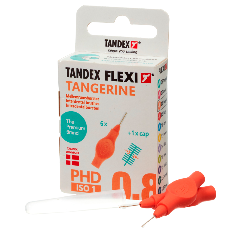TANDEX Flexi Mellemrumsbørste Tangerine PHD 0.8/ISO 1 6 stk