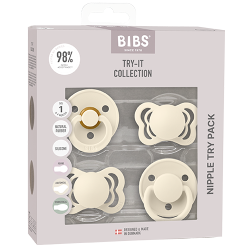 Bibs Pacifiers Try-It Collection Size 1 Ivory (4 stk)
