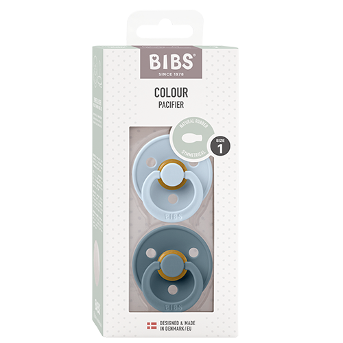 Bibs Pacifier Colour Latex Size 1 Symmetrical Baby Blue/Petrol (2 stk)
