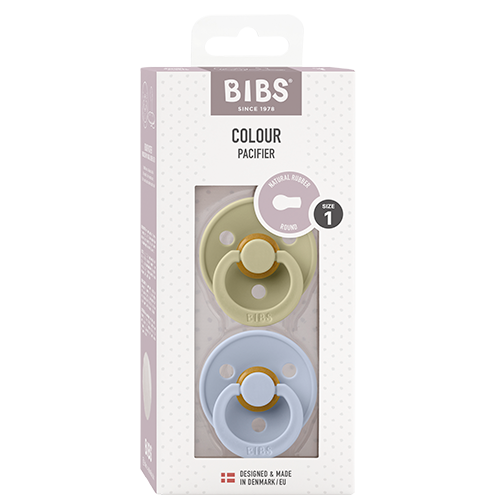 Bibs Pacifier Colour Latex Size 1 Khaki/Dusty Blue (2 stk)