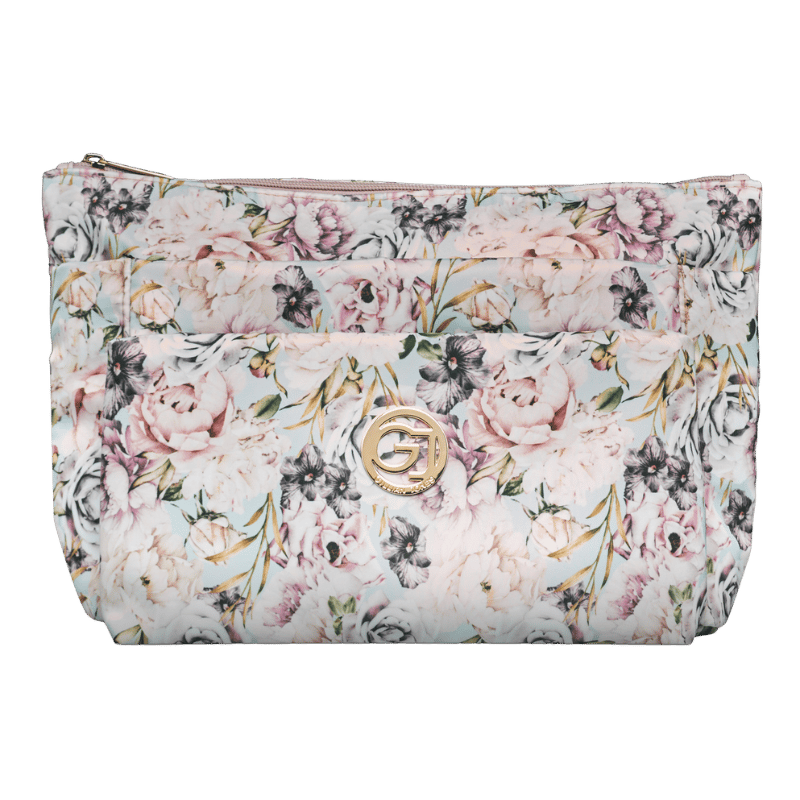Gillian Jones 3-rums Kosmetiktaske i Rosa Storblomstret Print (1 stk)