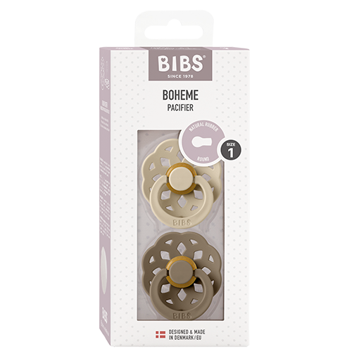 Bibs Pacifier Boheme Latex Size 1 Vanilla/Dark Oak (2 stk)