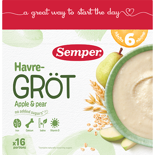 Semper Havregrød Æble & Pære 6M (480 g)