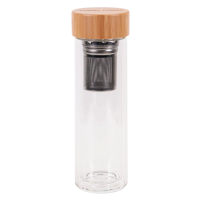 YUMMII YUMMII Glass Bottle w. Tea Infuser Bamboo Lid (400 ml)